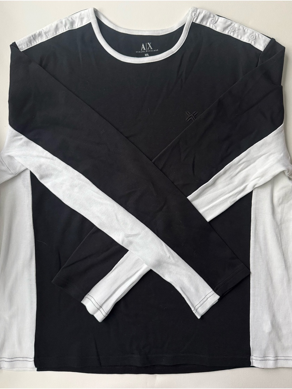 A/X Armani Exchange Black and White Long-Sleeve Colorblock Tee